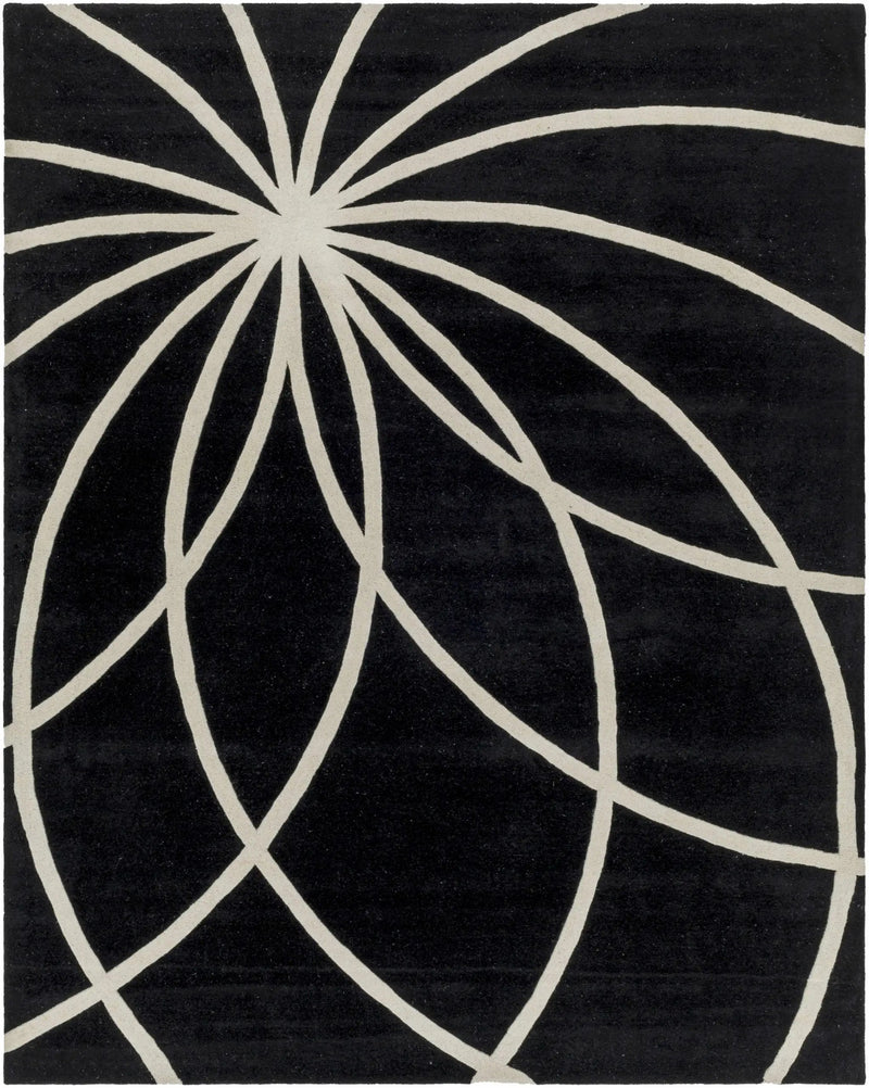 Davison Black Geometric Wool Carpet by Boutique Rugs