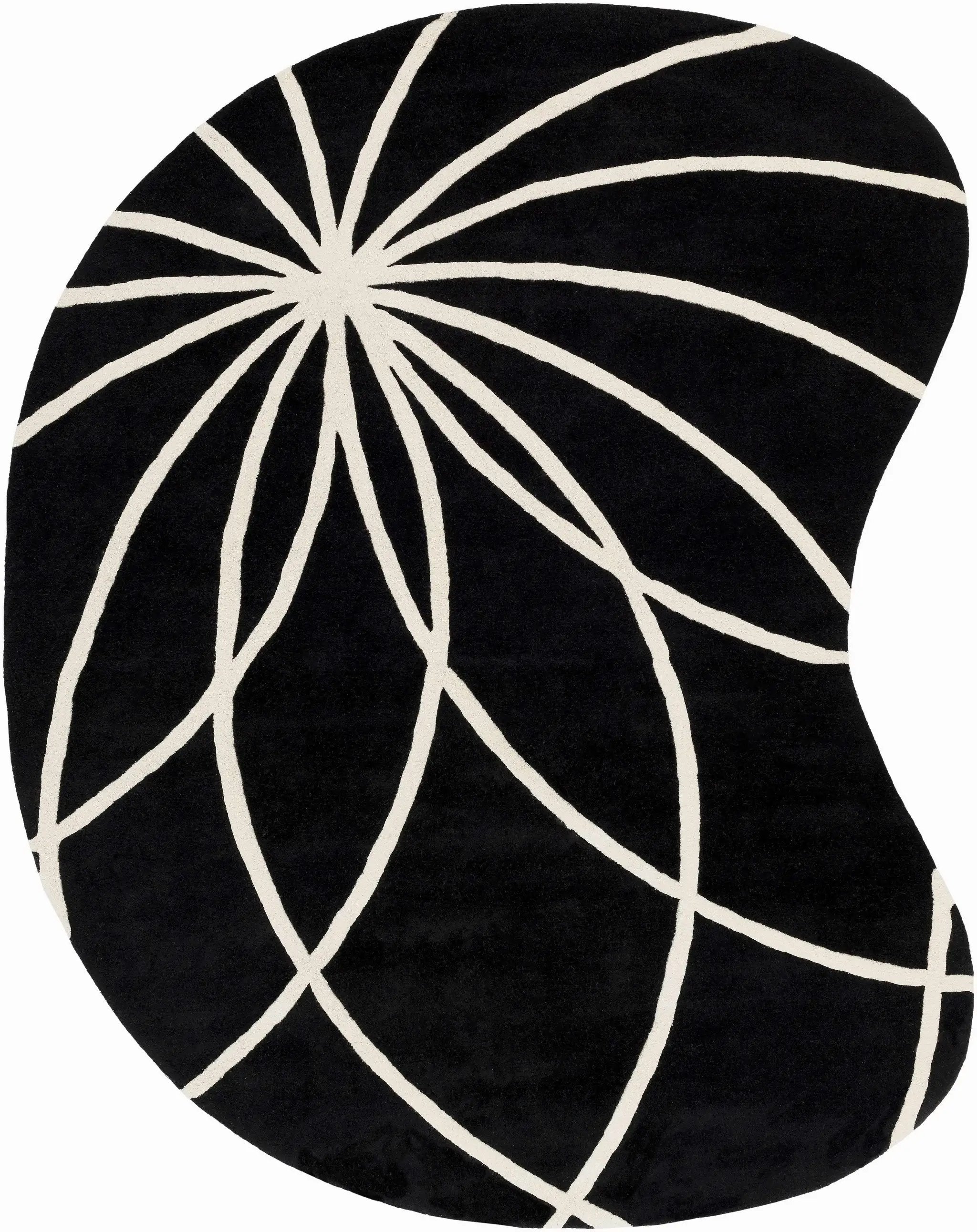 Davison Black Geometric Wool Carpet by Boutique Rugs