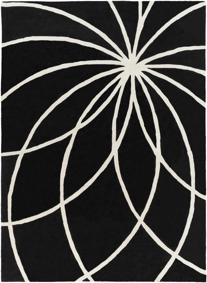 Davison Black Geometric Wool Carpet by Boutique Rugs