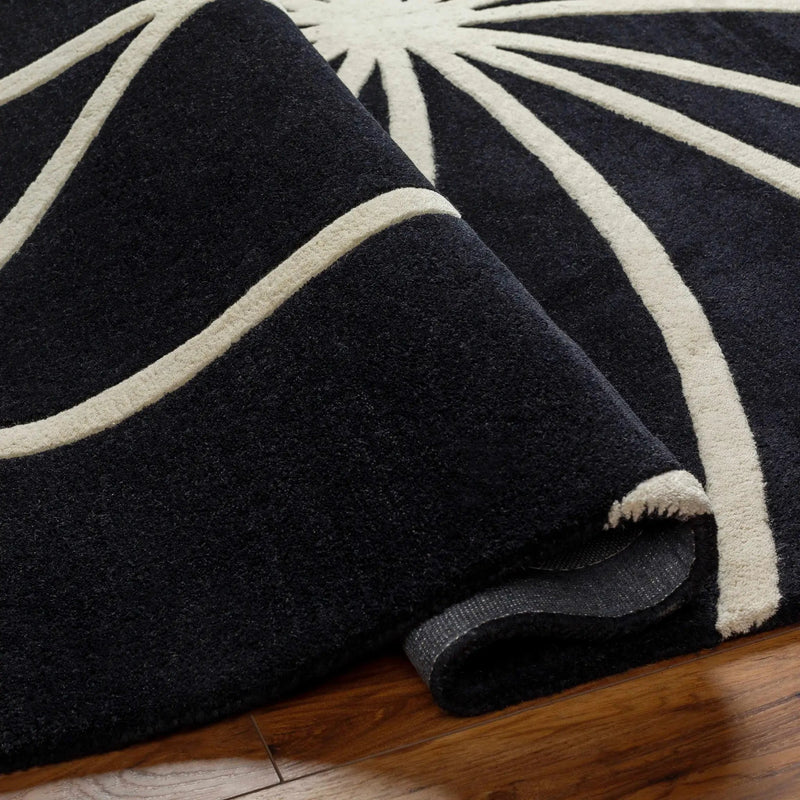 Davison Black Geometric Wool Carpet by Boutique Rugs
