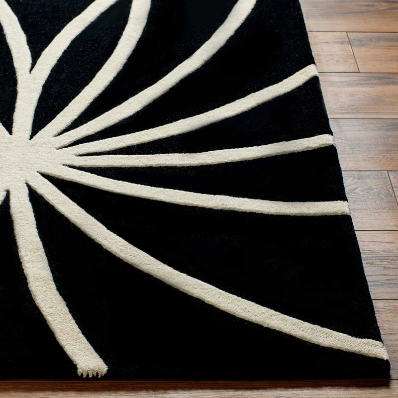 Davison Black Geometric Wool Carpet by Boutique Rugs