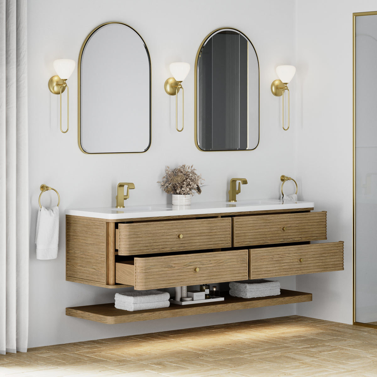 James Martin Allamari 72" Floating Double Bathroom Vanity, Dune Mist, view 24