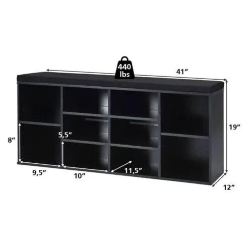 10-Cube Organizer Shoe Storage Bench with Cushion for Entryway by DirectDeals