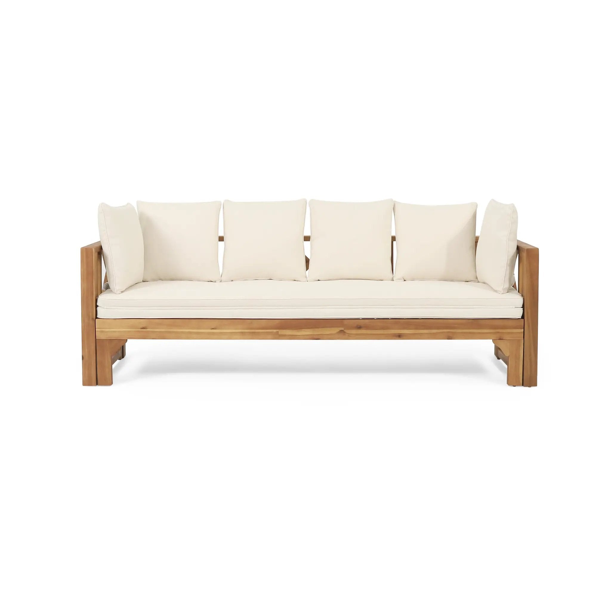 Outdoor Extendable Acacia Wood 3 Seater Sofa by HouseOfZazla