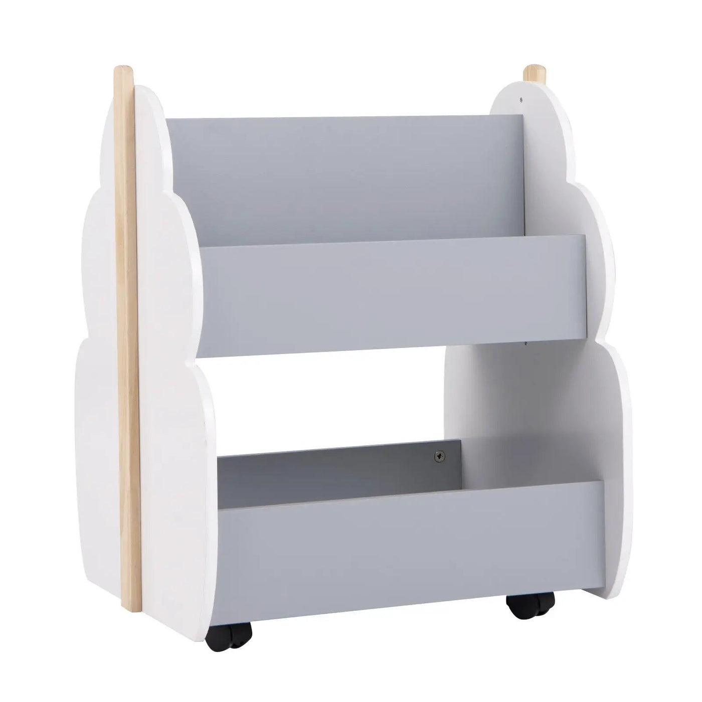 Kids Wooden Bookshelf with Universal Wheels by DirectDeals