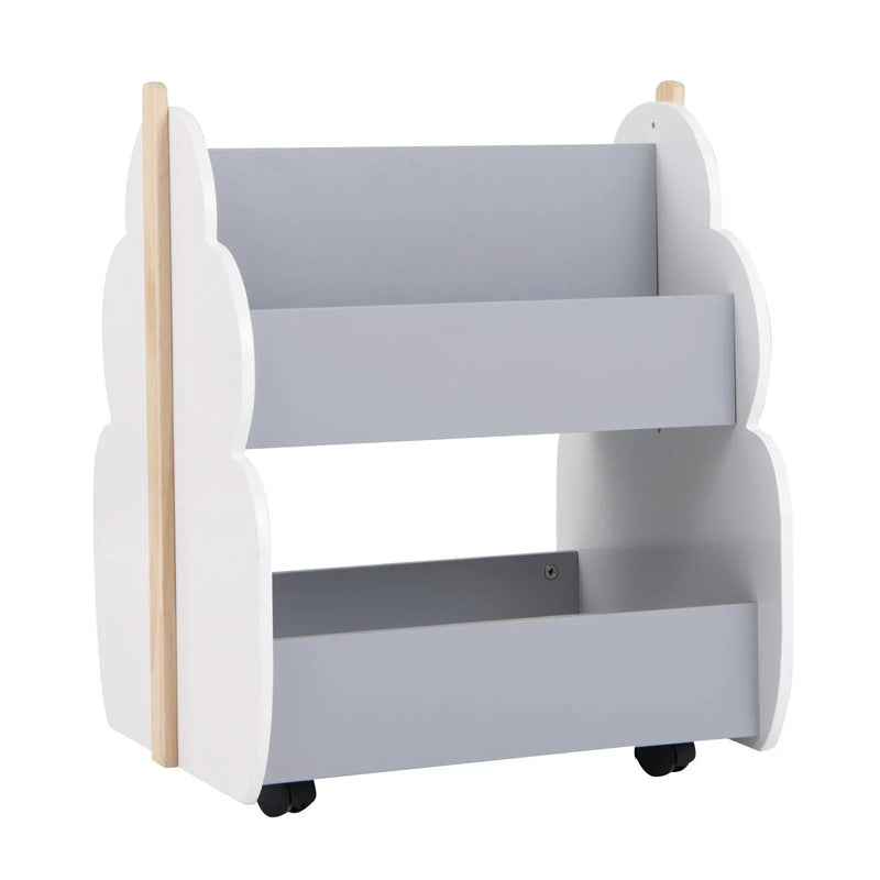 Kids Wooden Bookshelf with Universal Wheels by DirectDeals