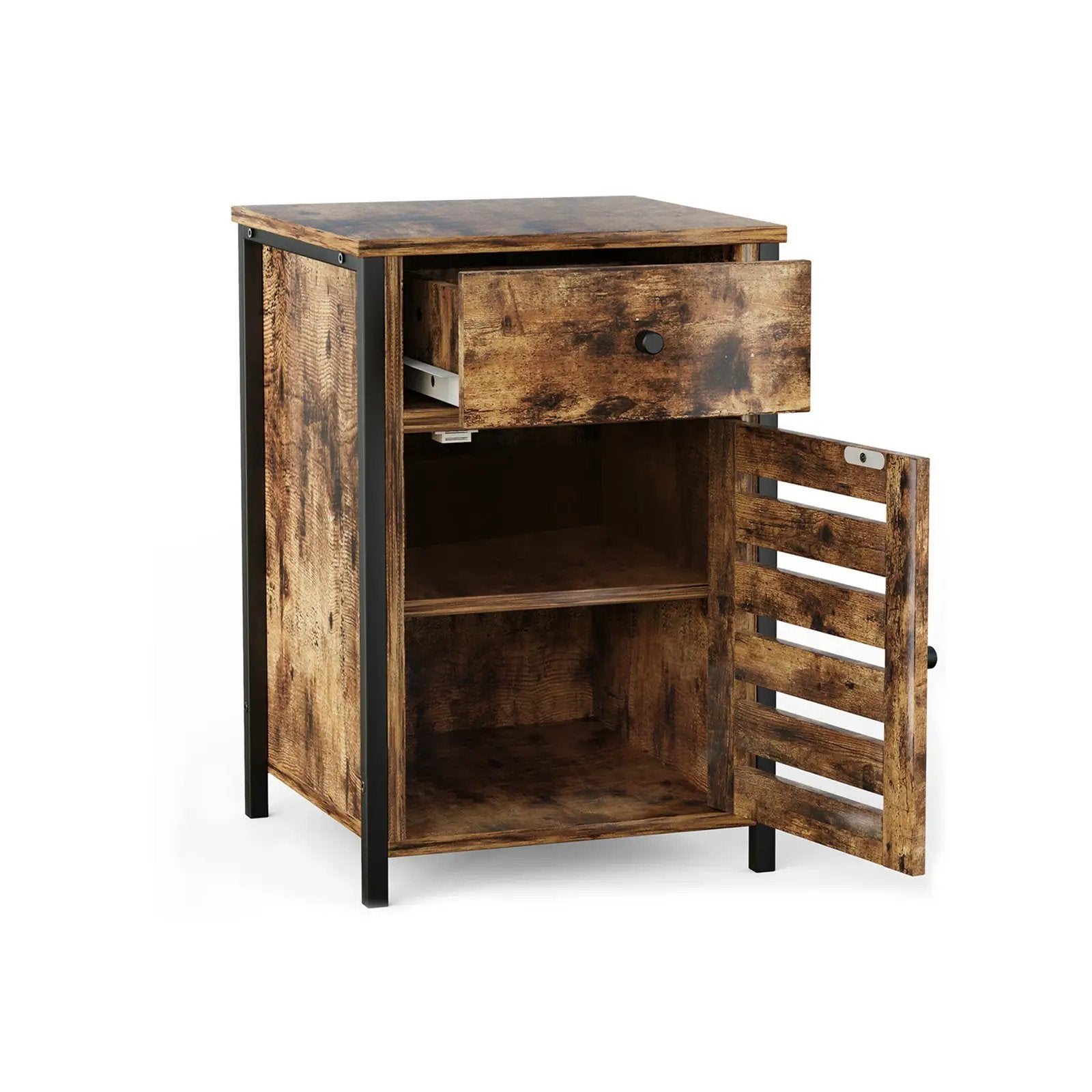 Industrial Nightstand with Drawer and Adjustable Shelf by DirectDeals