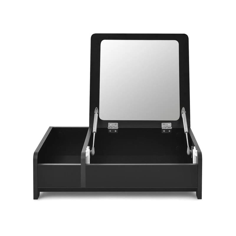 Compact Bay Window Makeup Dressing Table with Flip-Top Mirror by DirectDeals