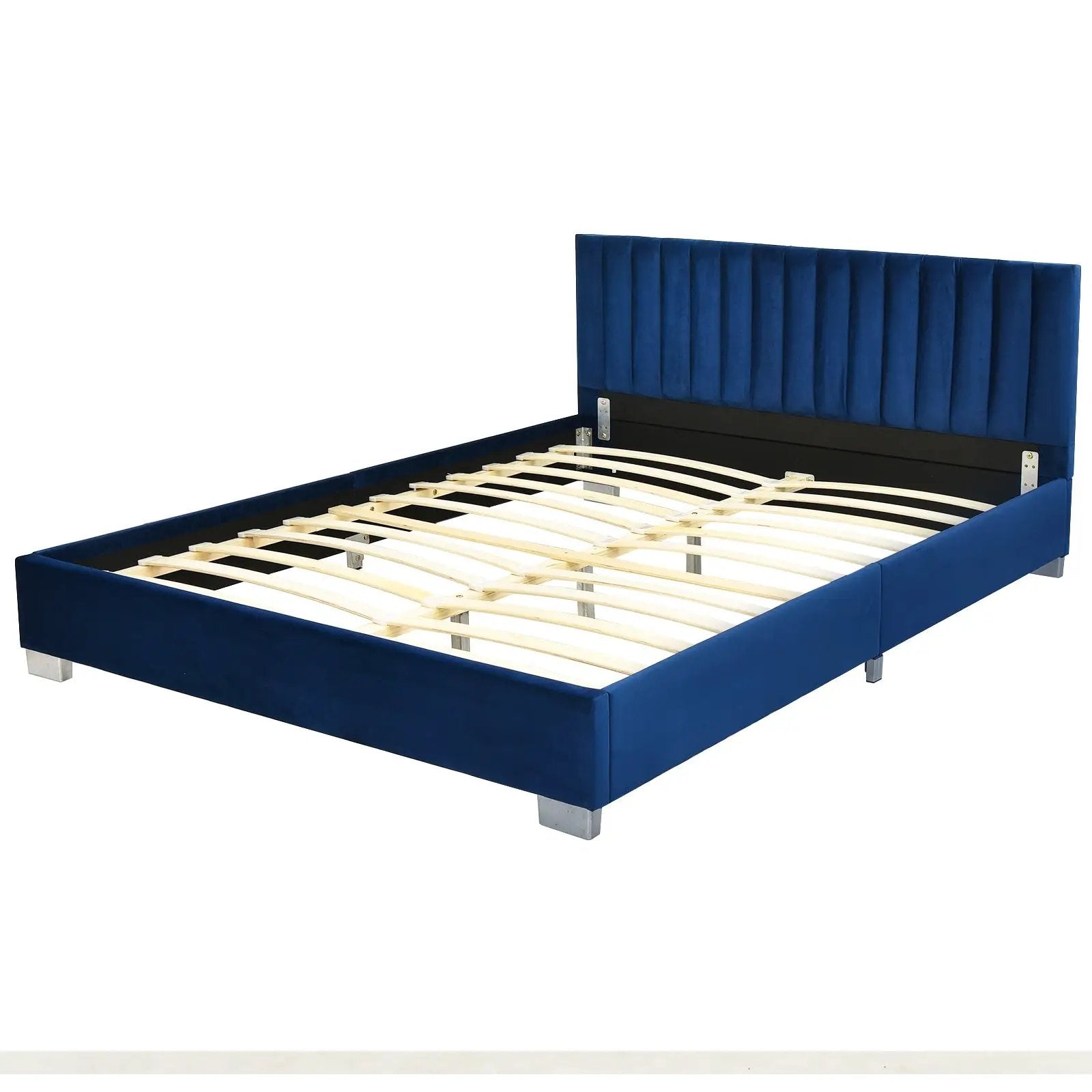 Full Tufted Upholstered Platform Bed Frame with Flannel Headboard by DirectDeals