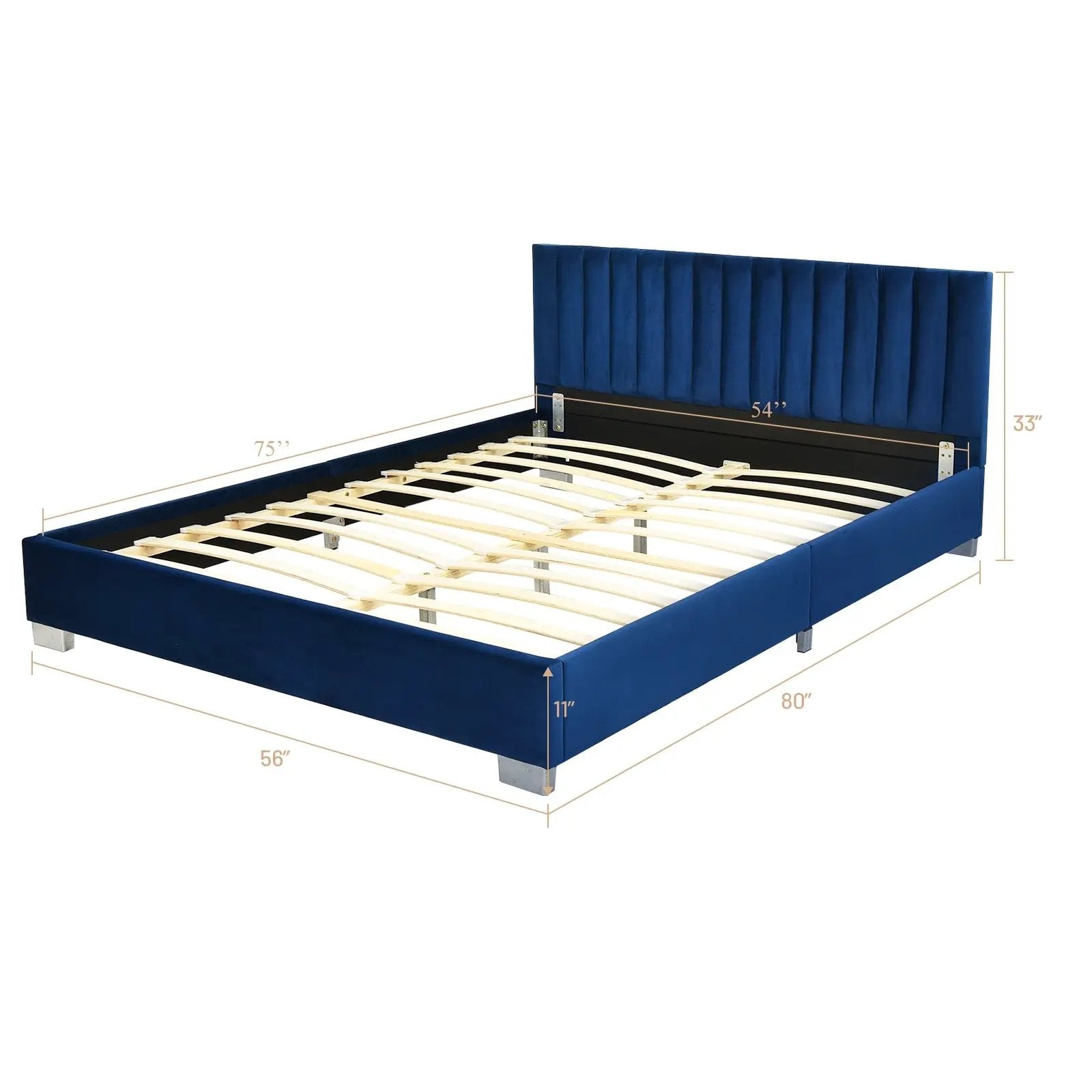 Full Tufted Upholstered Platform Bed Frame with Flannel Headboard by DirectDeals