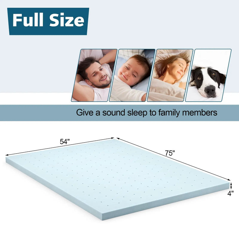 4 Inch Gel Injection Memory Foam Mattress Top Ventilated Mattress Double Bed by DirectDeals