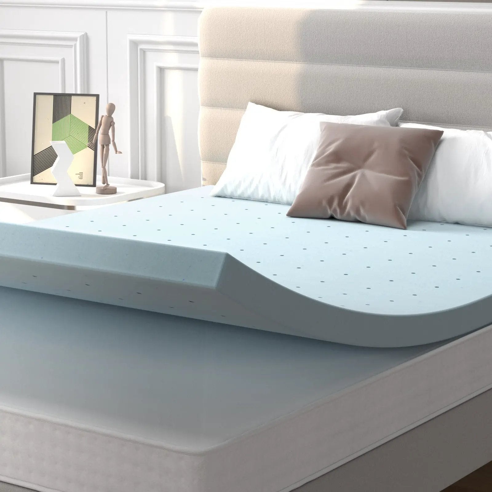 4 Inch Gel Injection Memory Foam Mattress Top Ventilated Mattress Double Bed by DirectDeals