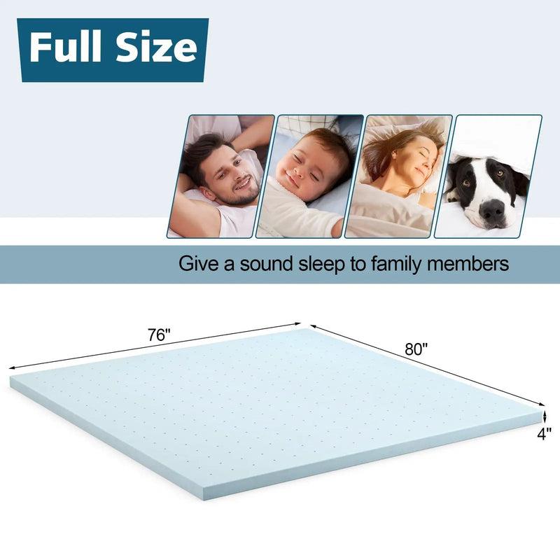 4 Inch Gel Injection Memory Foam Mattress Top Ventilated Mattress Double Bed by DirectDeals