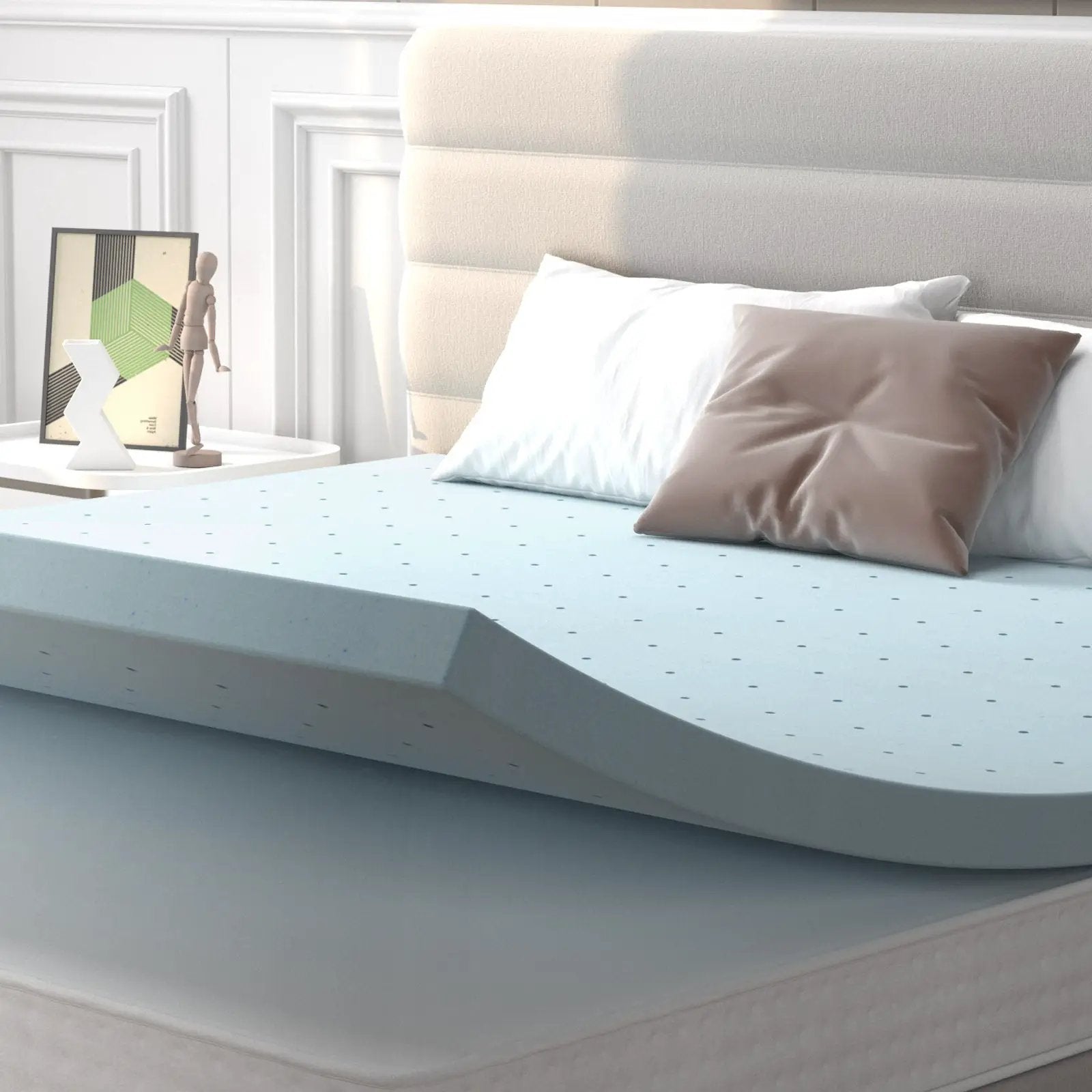 4 Inch Gel Injection Memory Foam Mattress Top Ventilated Mattress Double Bed by DirectDeals