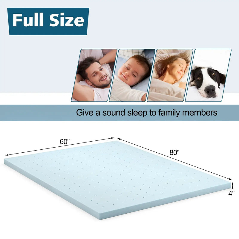 4 Inch Gel Injection Memory Foam Mattress Top Ventilated Mattress Double Bed by DirectDeals
