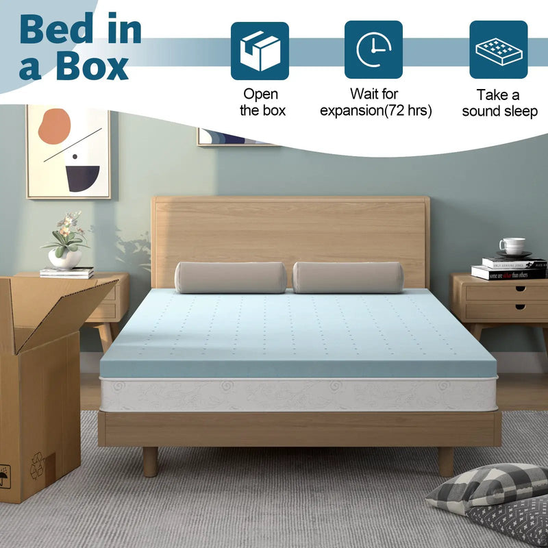 4 Inch Gel Injection Memory Foam Mattress Top Ventilated Mattress Double Bed by DirectDeals