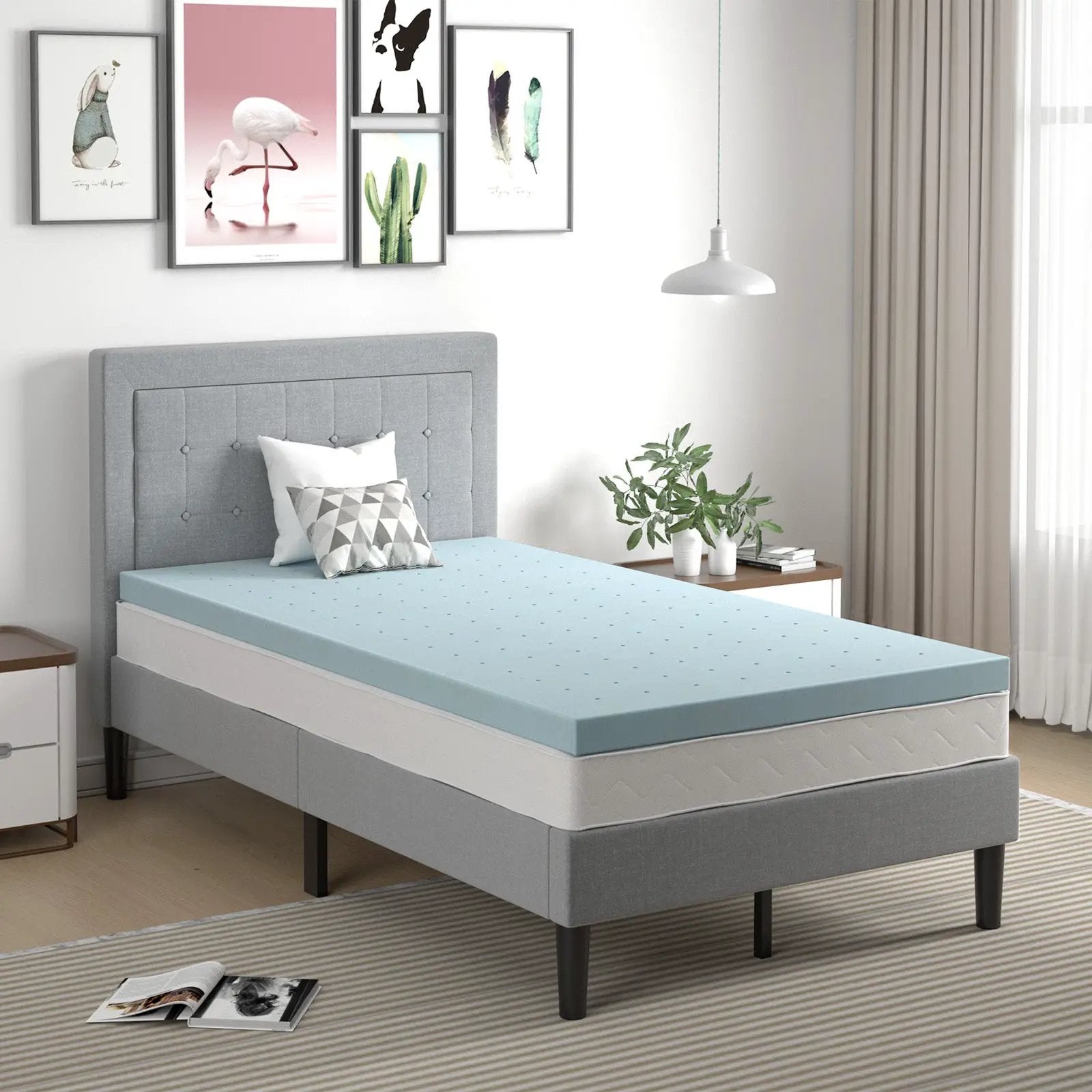 4 Inch Gel Injection Memory Foam Mattress Top Ventilated Mattress Double Bed by DirectDeals