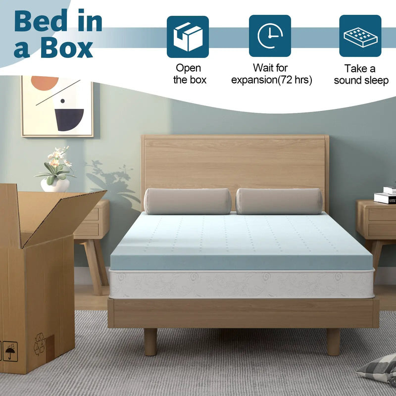 4 Inch Gel Injection Memory Foam Mattress Top Ventilated Mattress Double Bed by DirectDeals