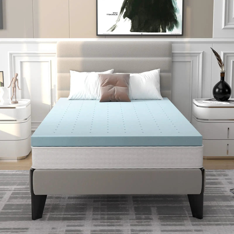 4 Inch Gel Injection Memory Foam Mattress Top Ventilated Mattress Double Bed by DirectDeals