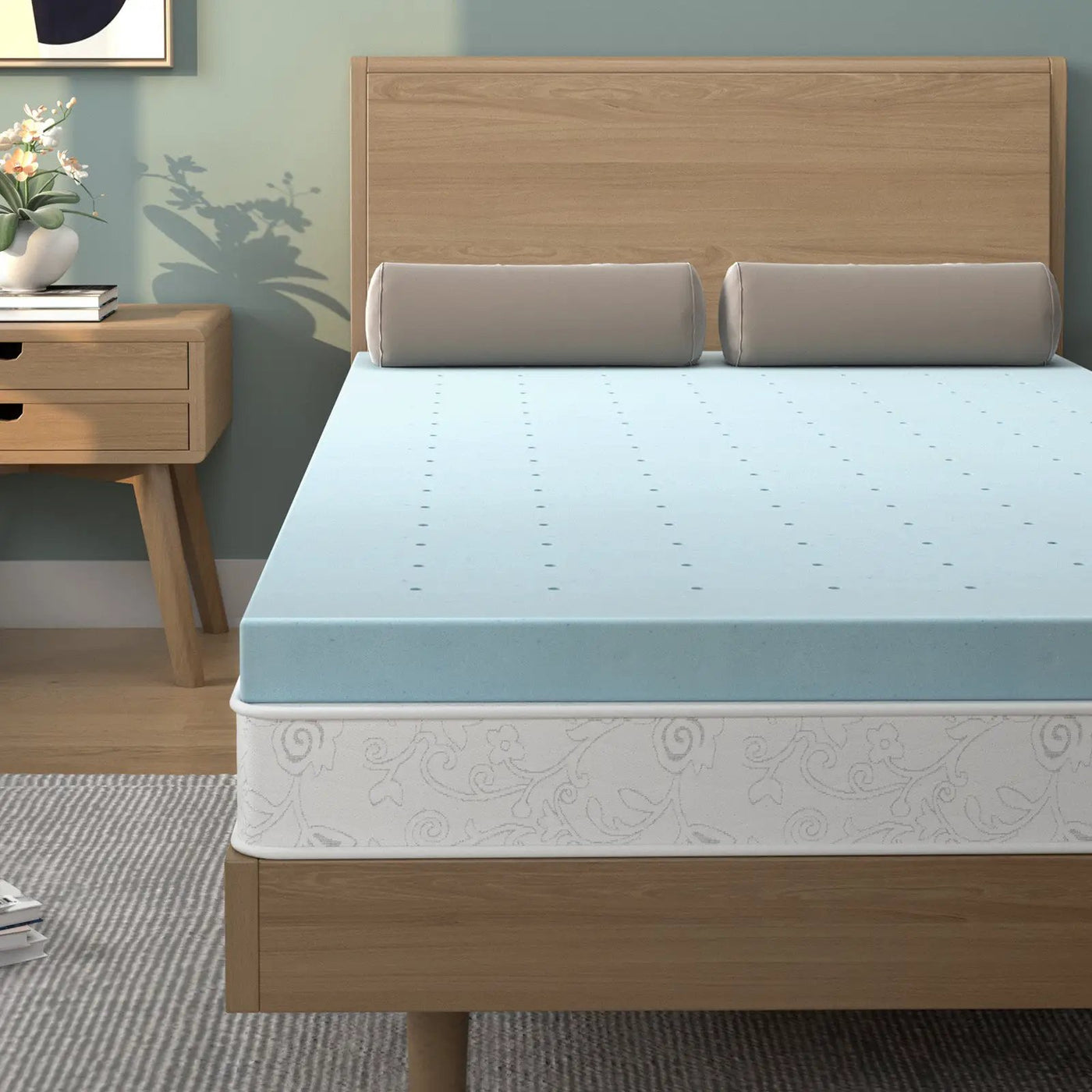 4 Inch Gel Injection Memory Foam Mattress Top Ventilated Mattress Double Bed by DirectDeals