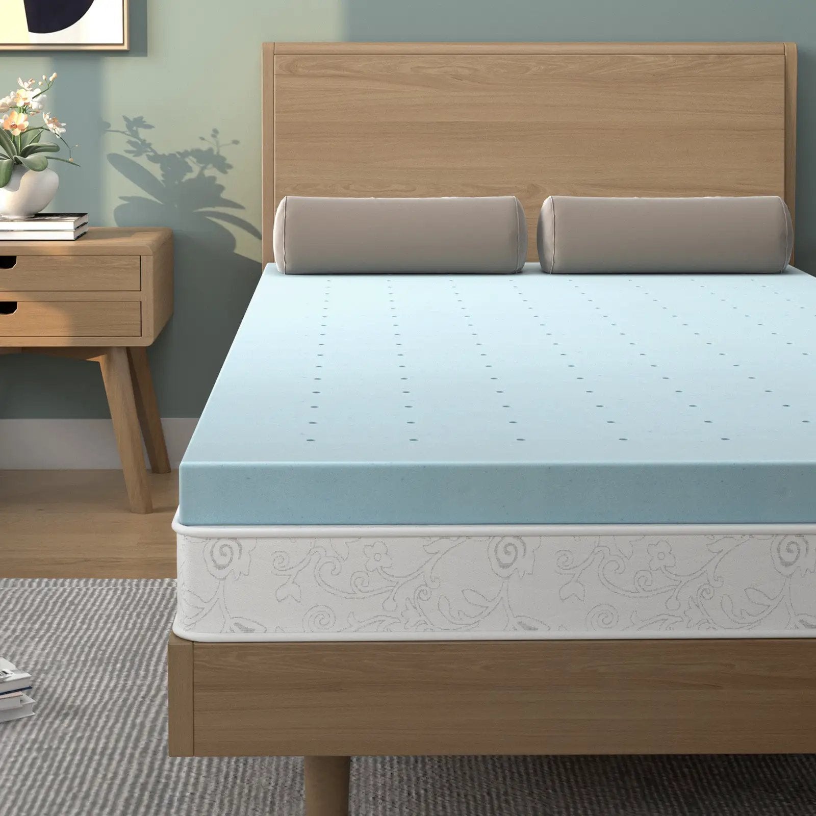 4 Inch Gel Injection Memory Foam Mattress Top Ventilated Mattress Double Bed by DirectDeals