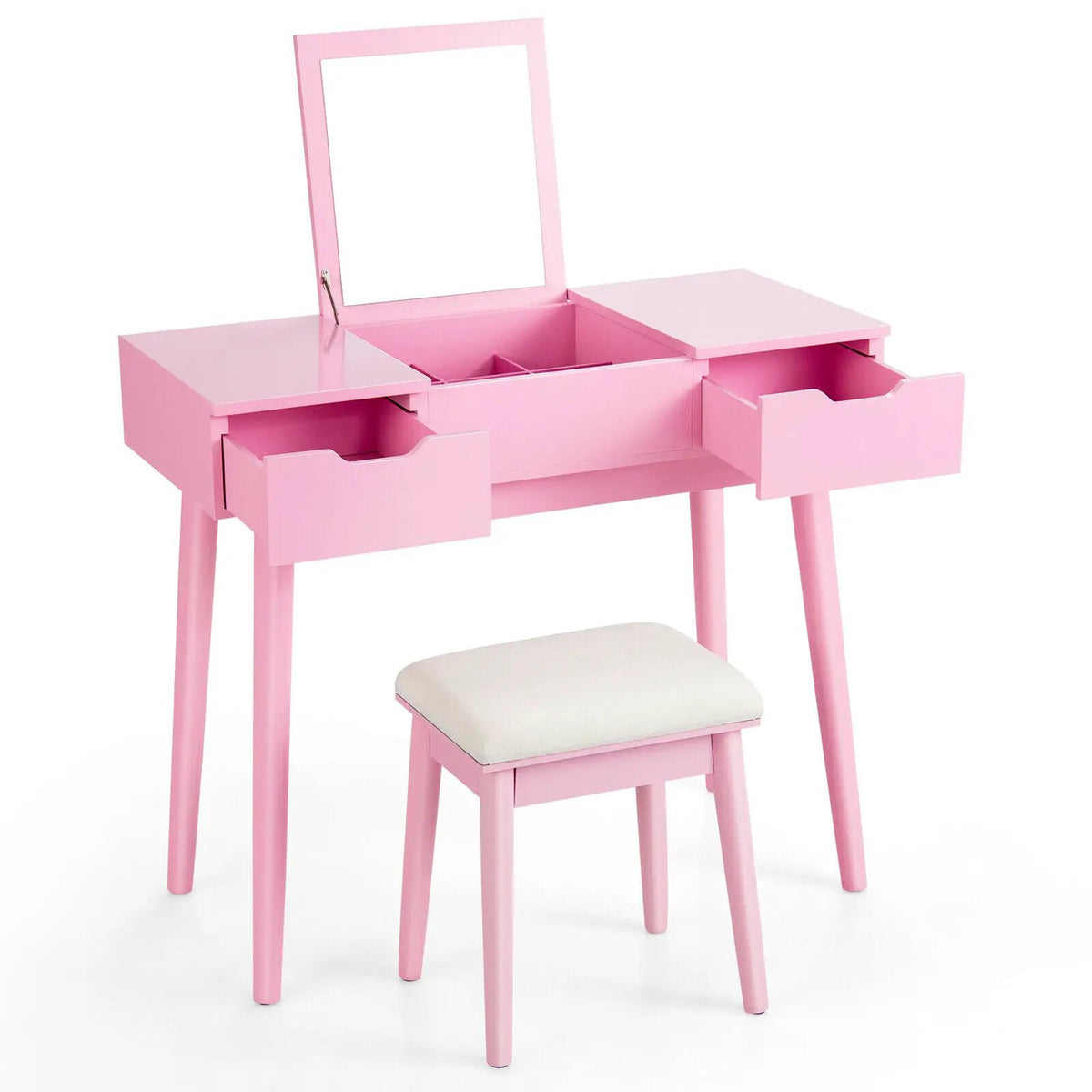 Makeup Vanity Table Set with Flip Top Mirror and 2 Drawers by DirectDeals