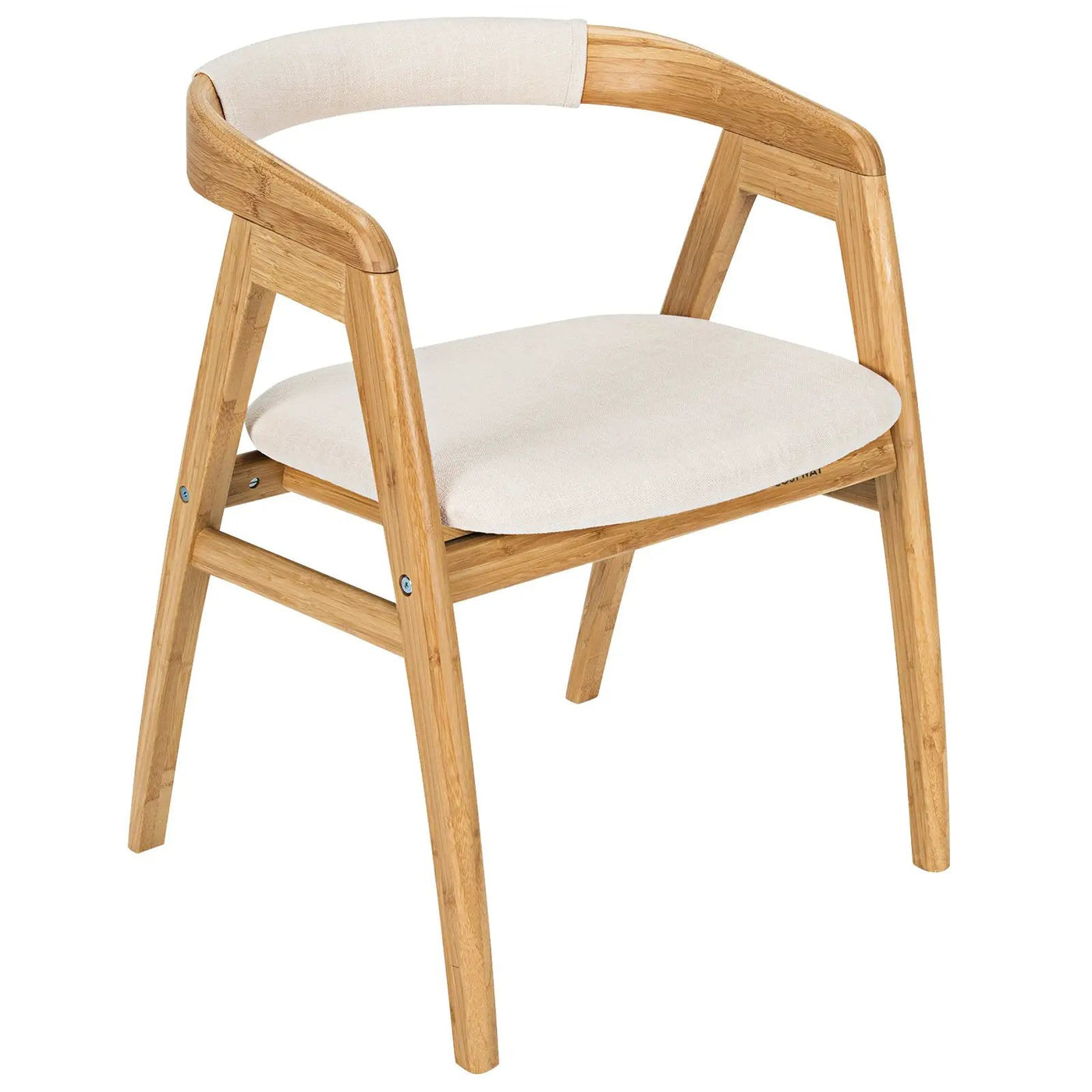 Leisure Bamboo Dining Chair with Curved Back and Anti-slip Foot Pads-Natural by DirectDeals