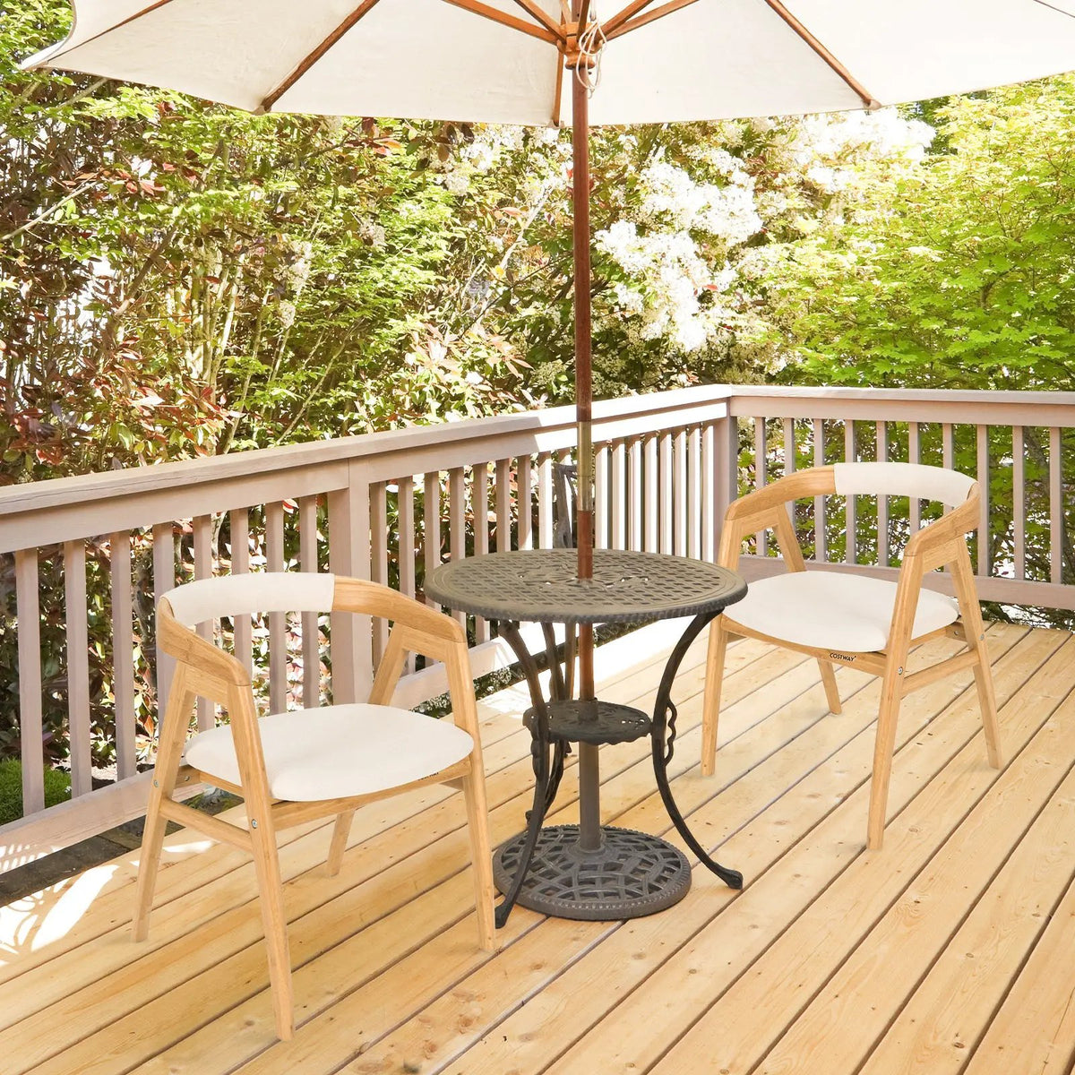 Leisure Bamboo Dining Chair with Curved Back and Anti-slip Foot Pads-Natural by DirectDeals