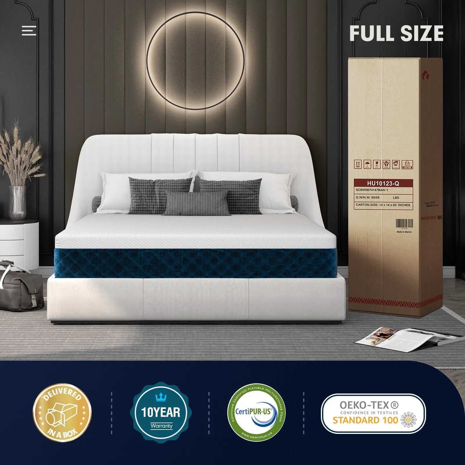 10 Inch Mattress with Jacquard Fabric Cover in a Box by DirectDeals