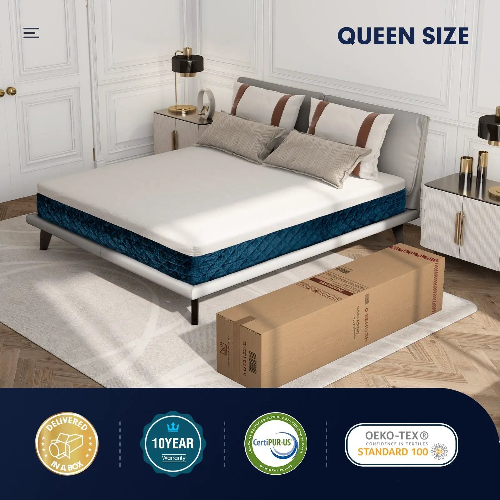 10 Inch Mattress with Jacquard Fabric Cover in a Box by DirectDeals