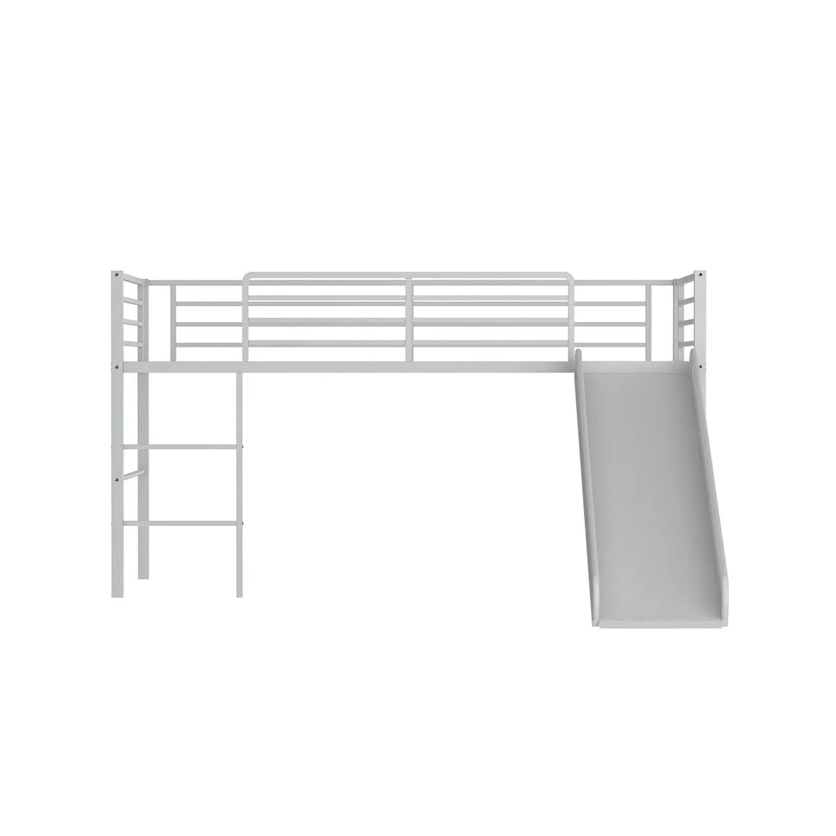 Twin Metal Loft Bed with Slide Safety Guardrails and Built-in Ladder by DirectDeals