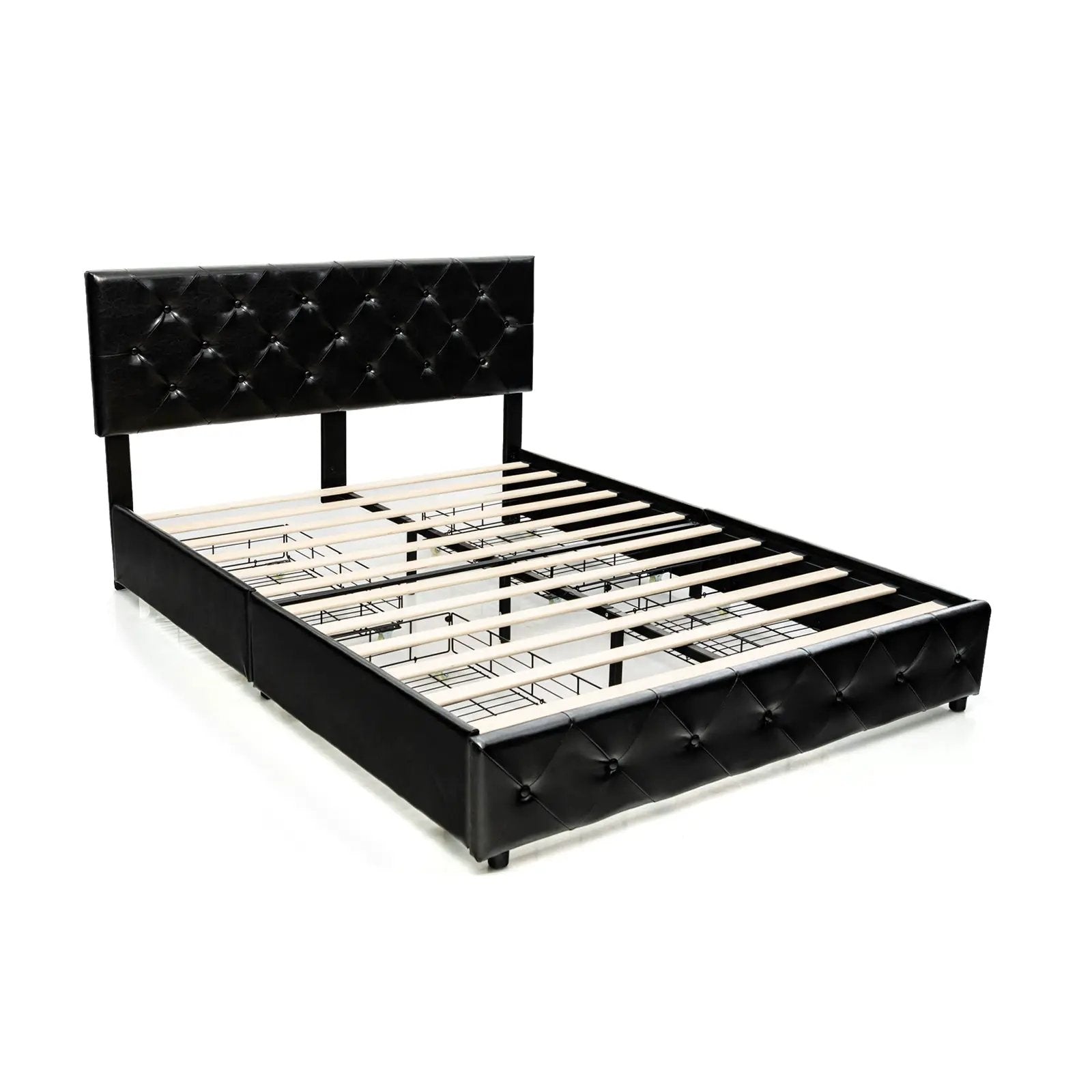 Full/Queen PU Leather Upholstered Platform Bed with 4 Drawers by DirectDeals