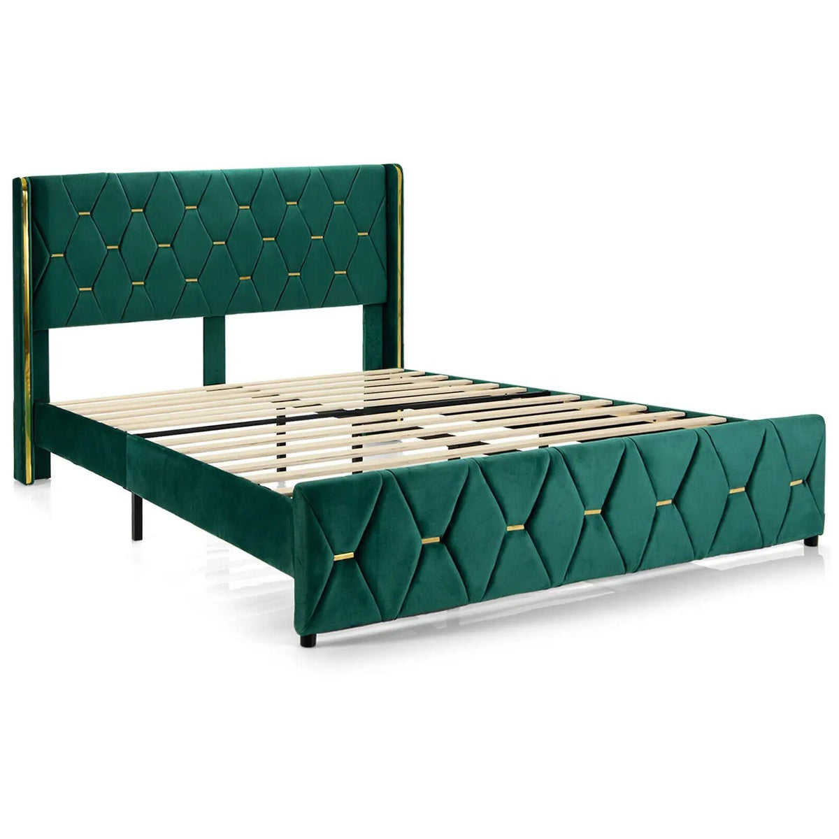 Queen/Full Size Upholstered Platform Bed Frame with Adjustable Headboard by DirectDeals