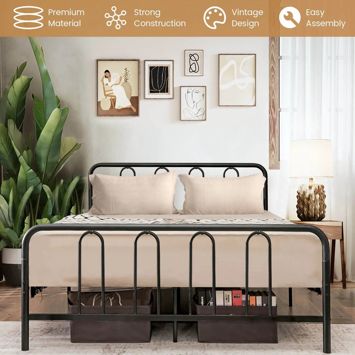 Full/Queen Size Metal Bed Frame with Headboard and Footboard by DirectDeals