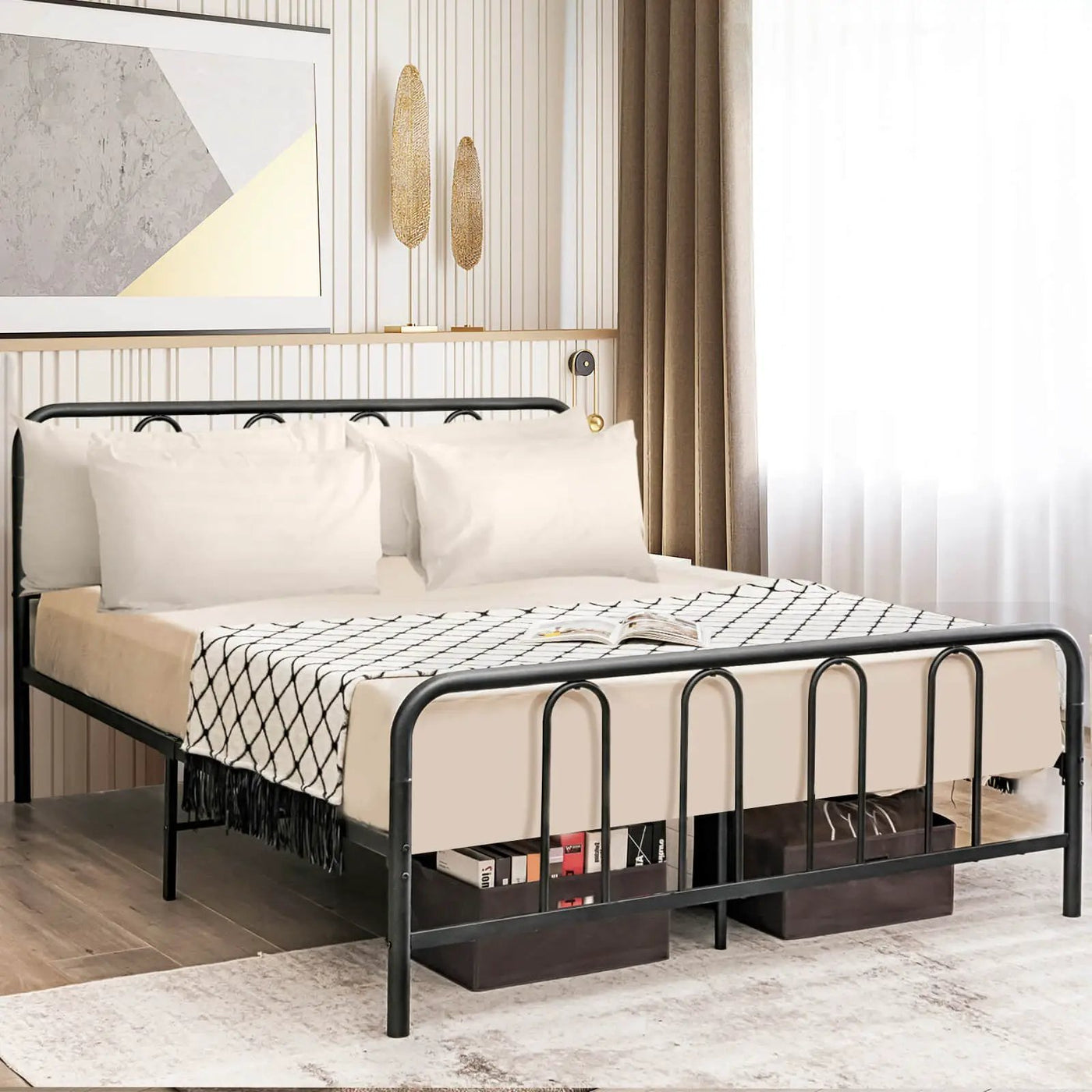 Full/Queen Size Metal Bed Frame with Headboard and Footboard by DirectDeals