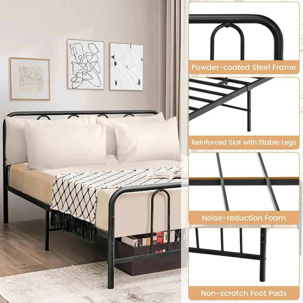 Full/Queen Size Metal Bed Frame with Headboard and Footboard by DirectDeals