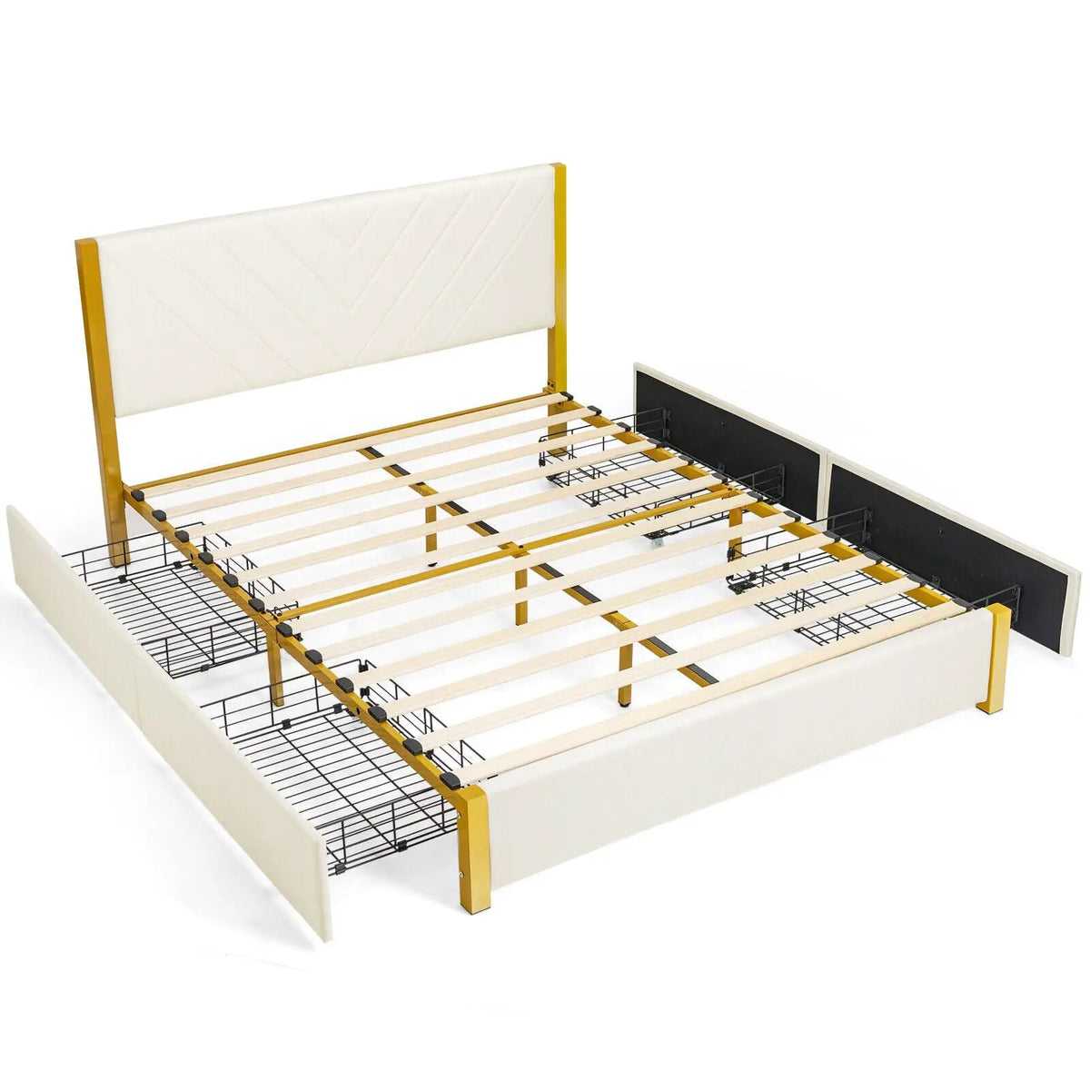 Full Size/Queen Size Upholstered Bed Frame with Adjustable Headboard and 4 Drawers by DirectDeals