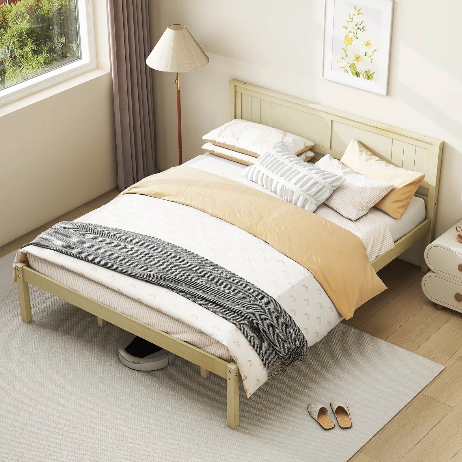 Twin/Full/Queen Size Wooden Bed Frame with Headboard and Slat Support by DirectDeals