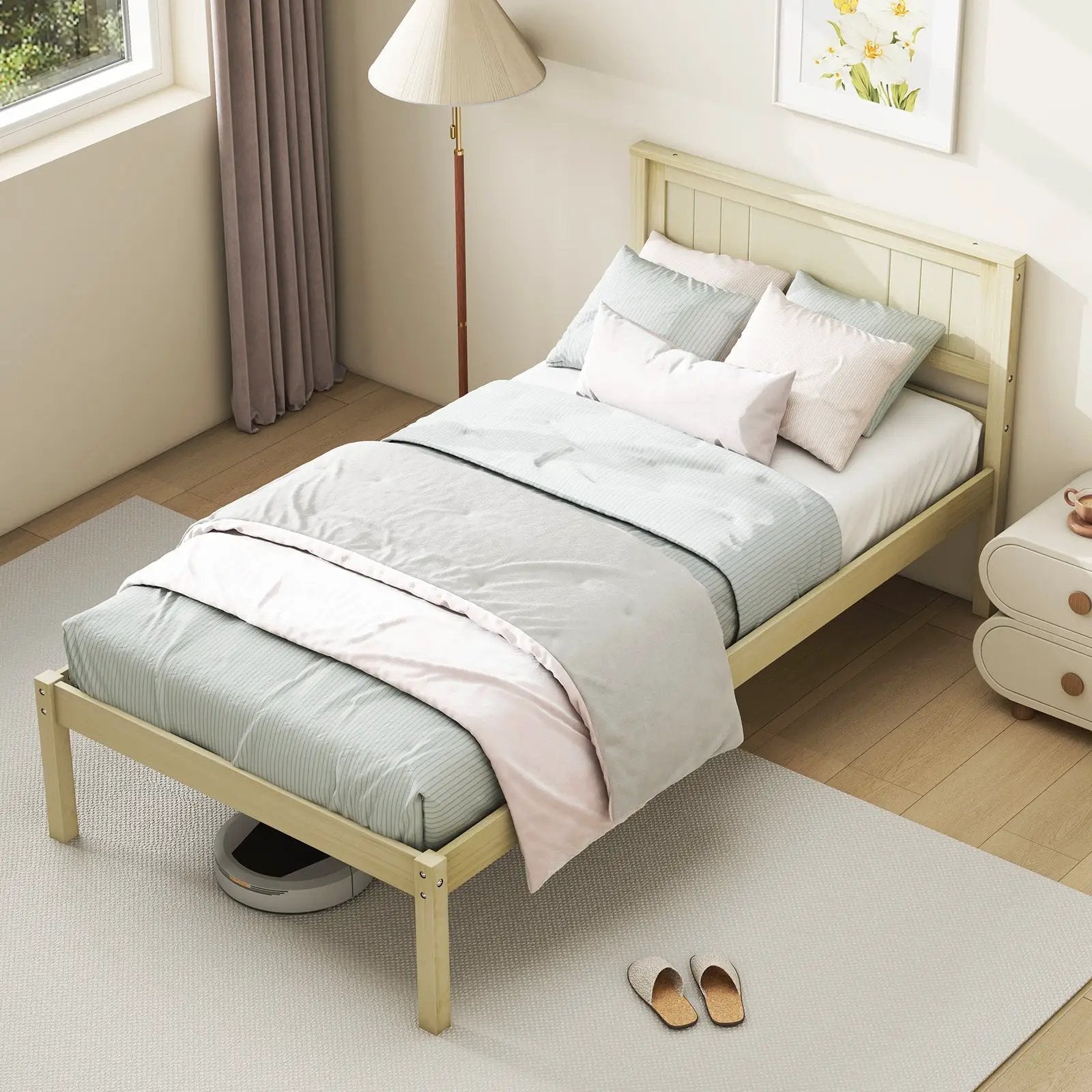 Twin/Full/Queen Size Wooden Bed Frame with Headboard and Slat Support by DirectDeals