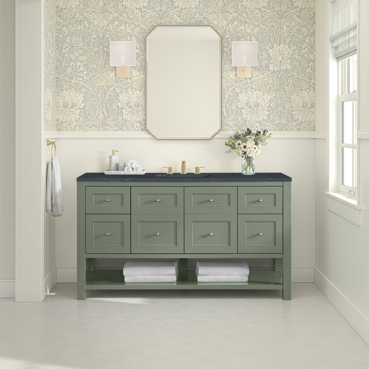 James Martin Breckenridge 60" Single Bathroom Vanity, Smokey Celadon, view 24