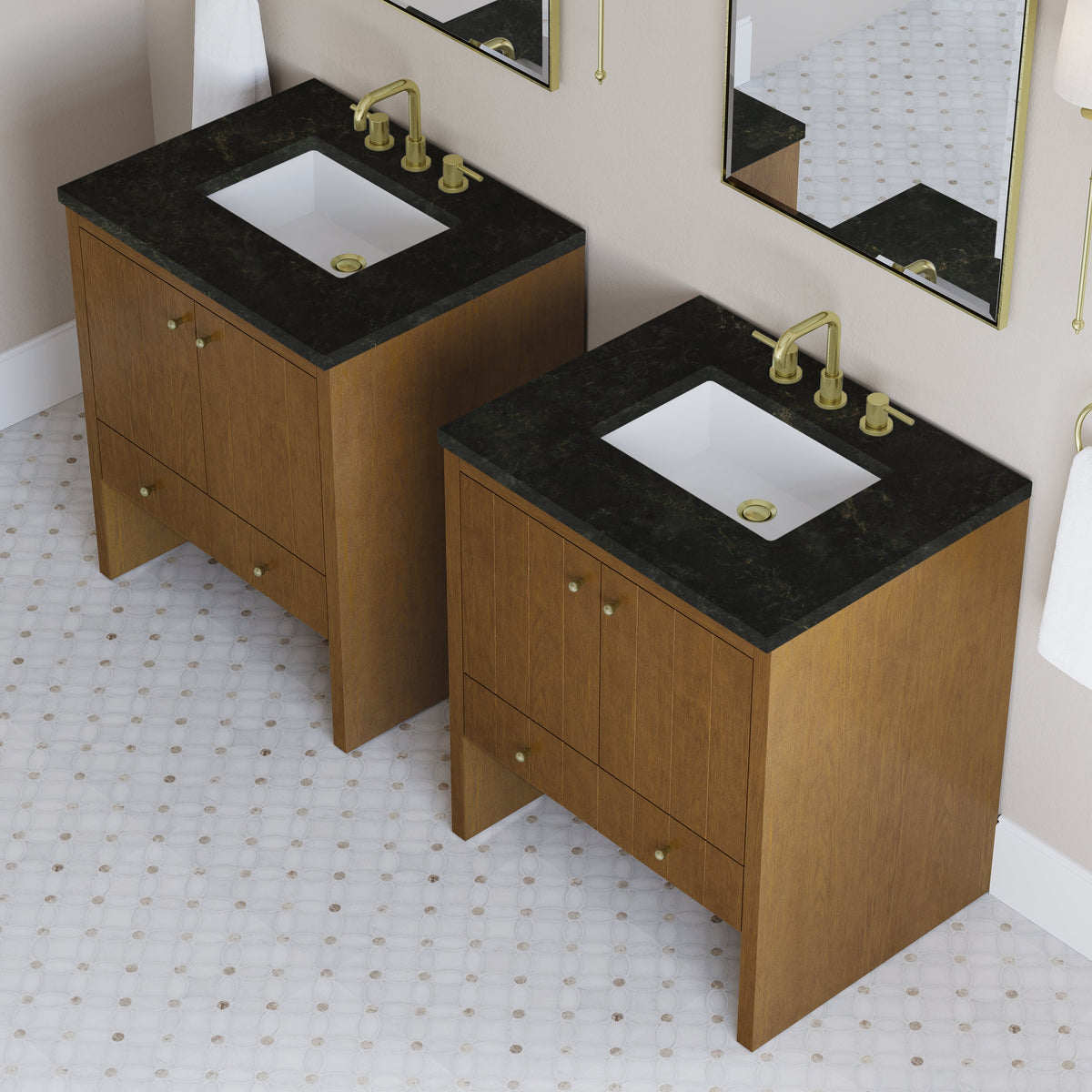 James Martin Hudson 30" Single Bathroom Vanity, Honey Oak with Phantome countertop