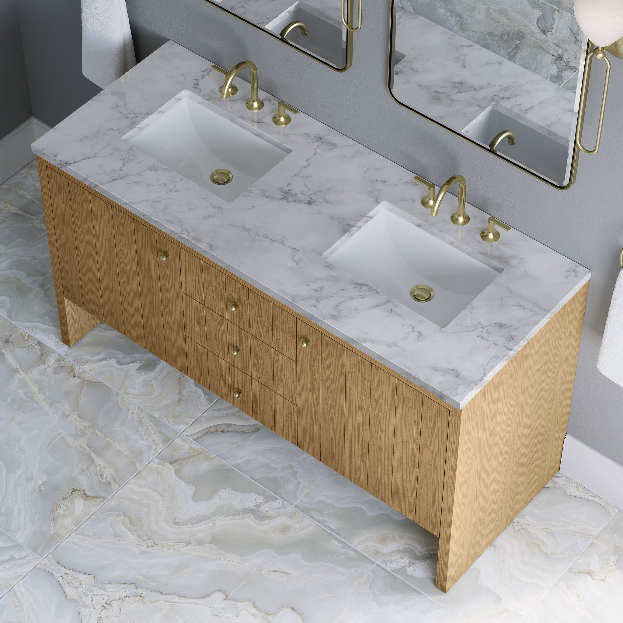 James Martin Hudson 60" Double Bathroom Vanity, Light Natural Oak by James Martin