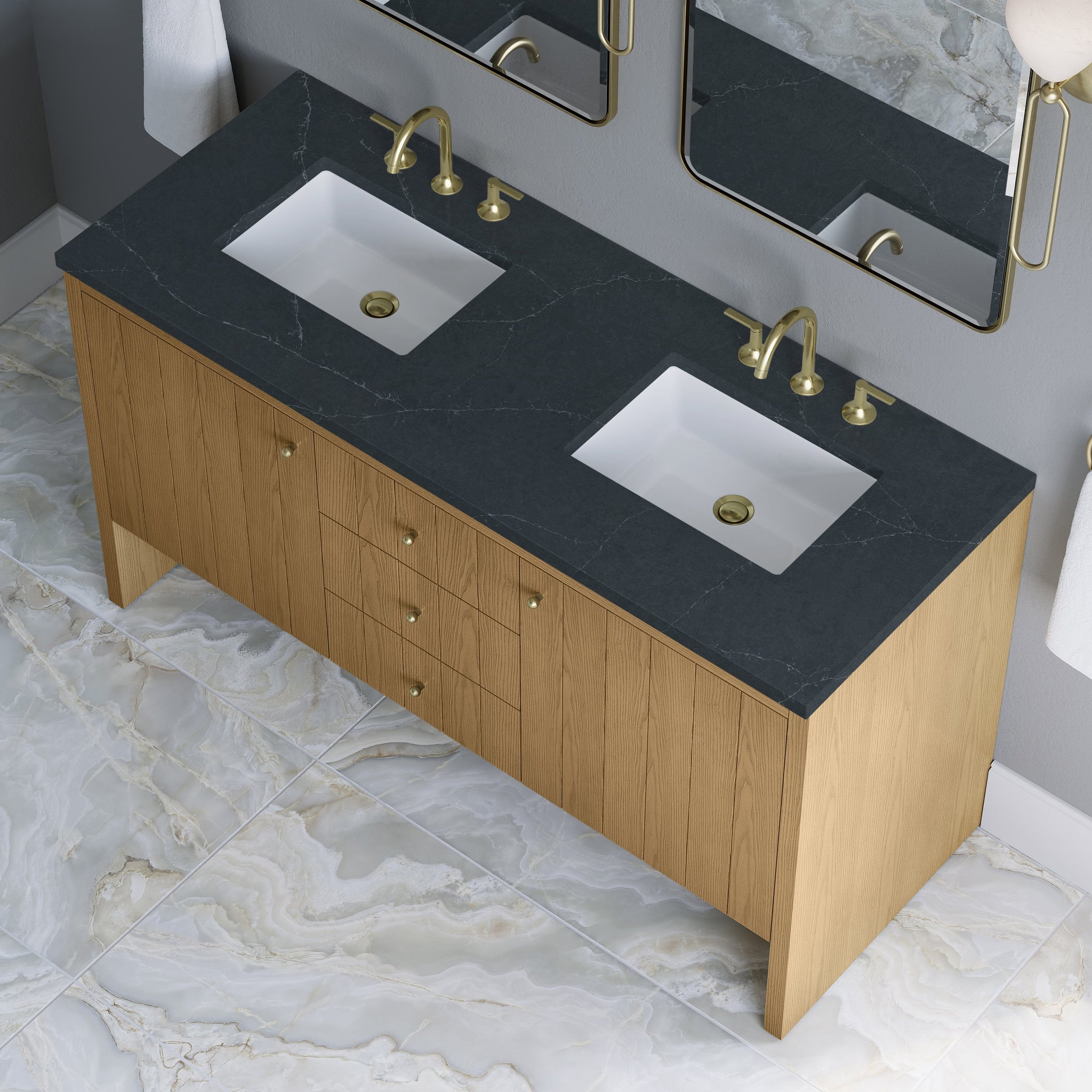 James Martin Hudson 60" Double Bathroom Vanity, Light Natural Oak by James Martin