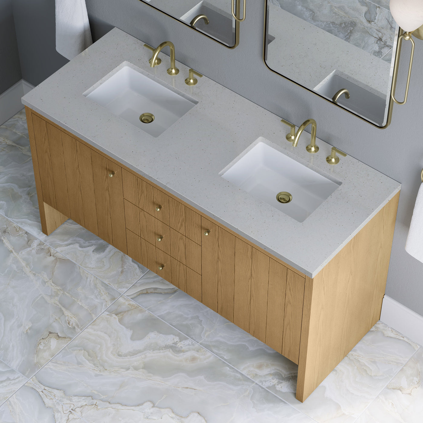 James Martin Hudson 60" Double Bathroom Vanity, Light Natural Oak by James Martin