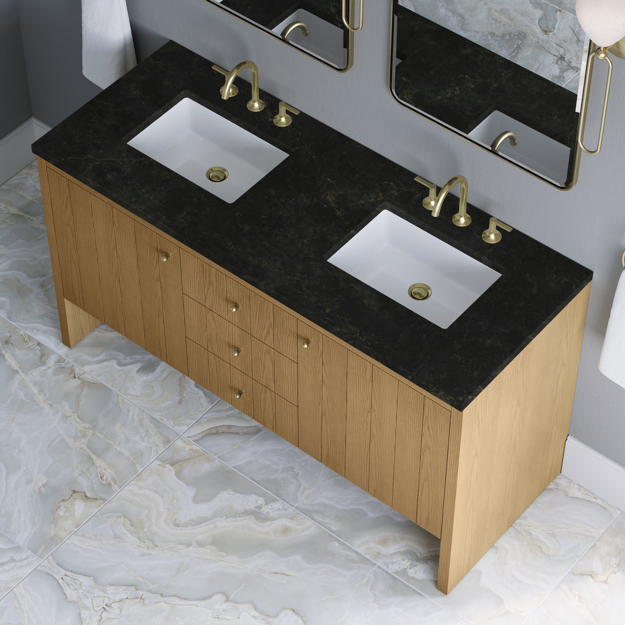James Martin Hudson 60" Double Bathroom Vanity, Light Natural Oak by James Martin