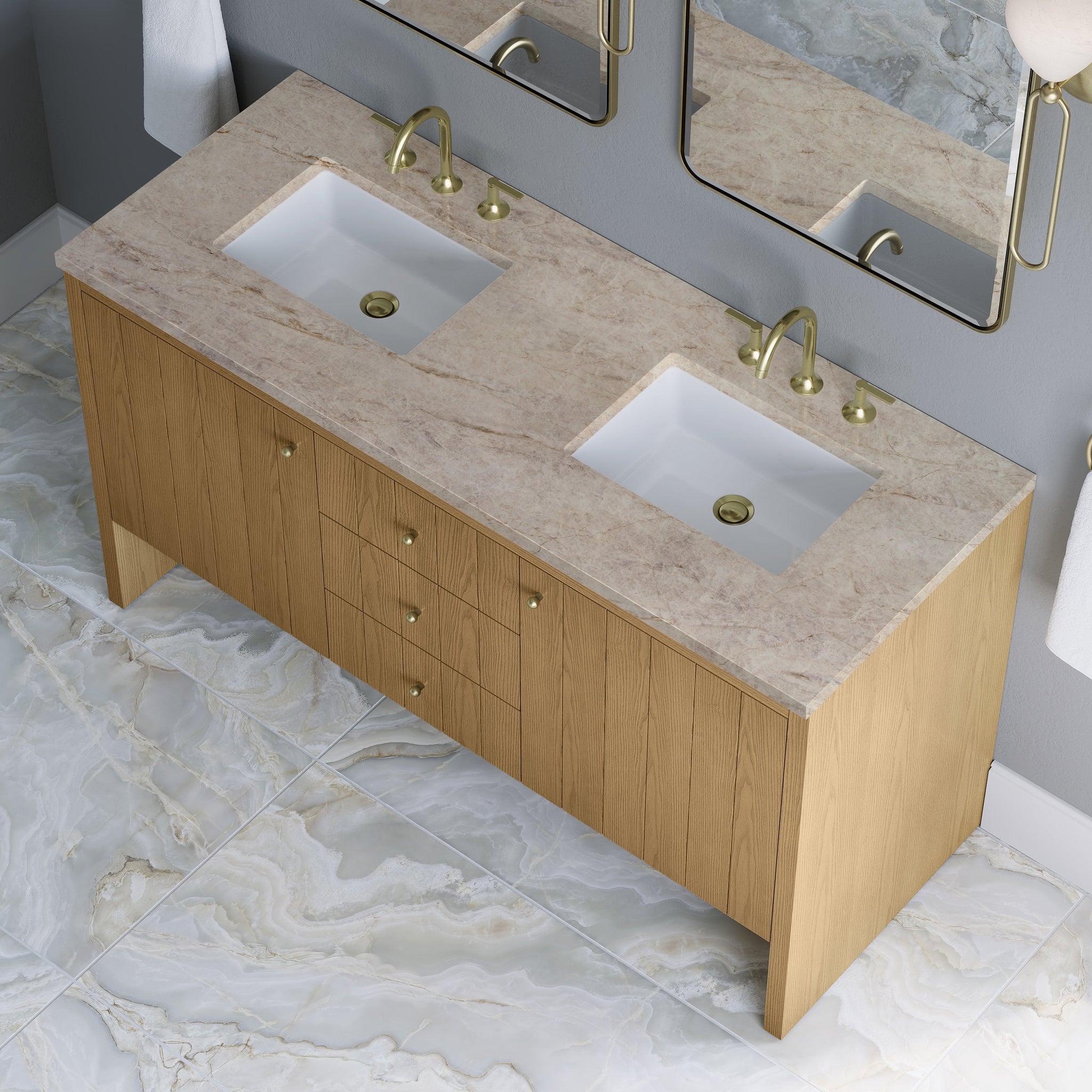 James Martin Hudson 60" Double Bathroom Vanity, Light Natural Oak by James Martin