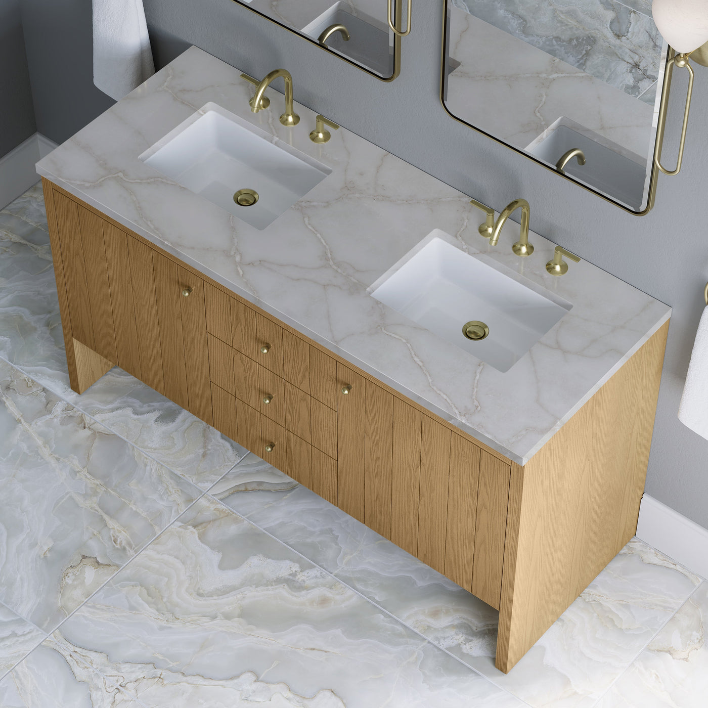 James Martin Hudson 60" Double Bathroom Vanity, Light Natural Oak by James Martin