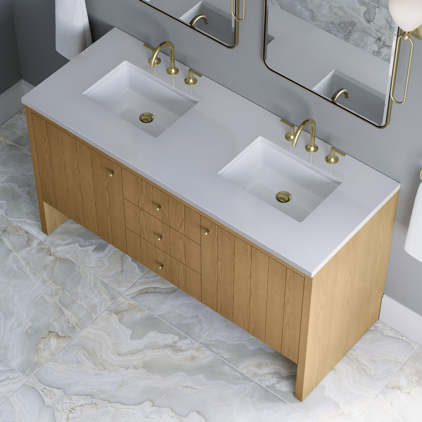 James Martin Hudson 60" Double Bathroom Vanity, Light Natural Oak by James Martin