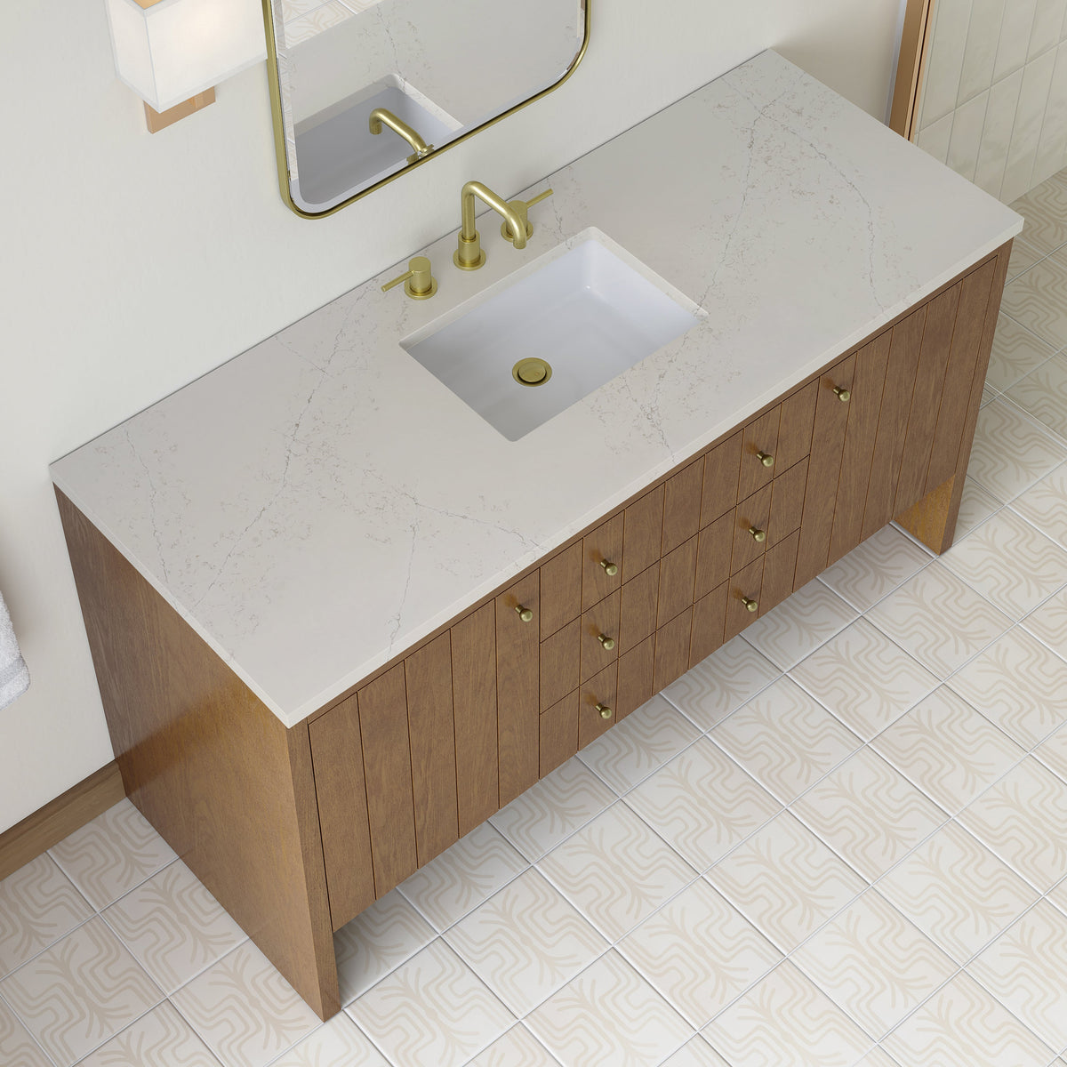 James Martin Hudson 60" Single Bathroom Vanity, Honey Oak with Siberian countertop