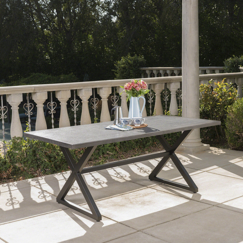 Rolando Outdoor Aluminum Dining Table with Steel Frame, photo 4 of 10